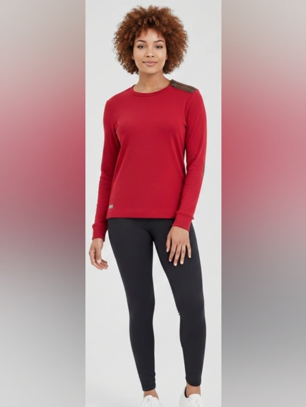 Lauren Ralph Lauren Women's Red Long Sleeve Crewneck Top.